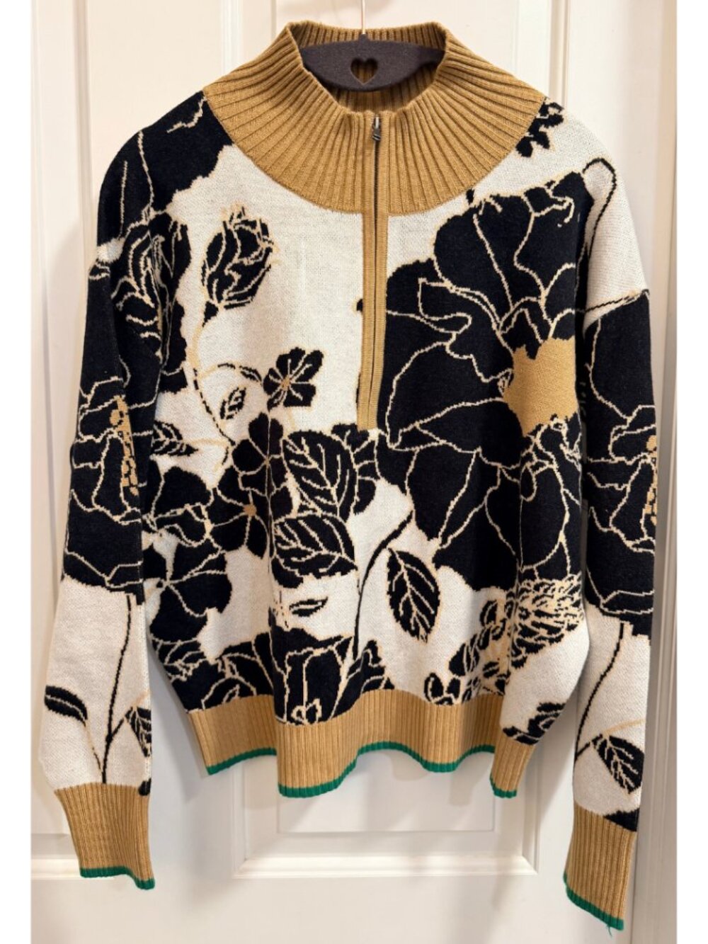 Anthropologie Maeve The Montana Floral Half-Zip Sweater XS